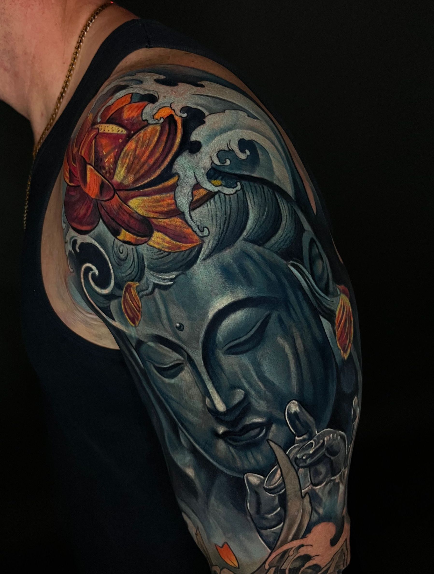 koi fish cover up tattoo @inkfabregas | Black craft tattoos Miami