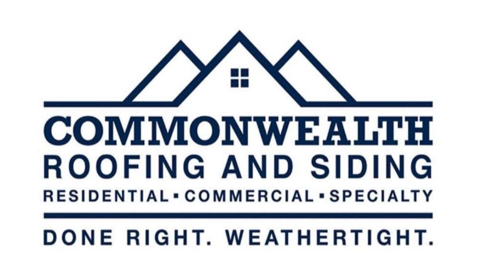 Commonwealth Roofing and Siding logo with blue roof icon and tagline “Done Right. Weathertight.”