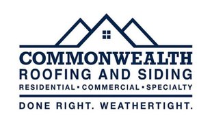 Commonwealth Roofing and Siding logo with blue roof icon and tagline “Done Right. Weathertight.”