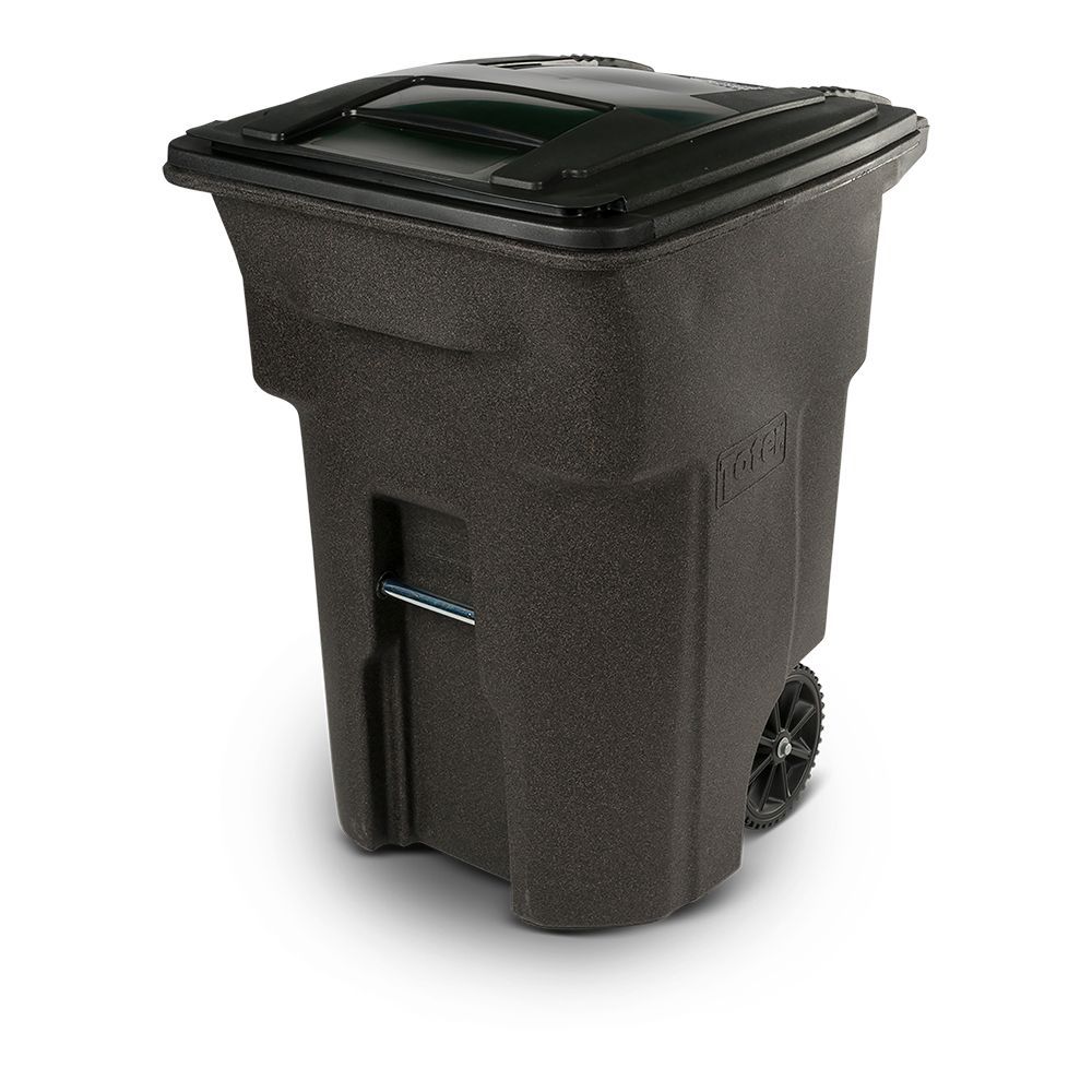 Brownstone Trash Can with Sunburst Wheels and Lid