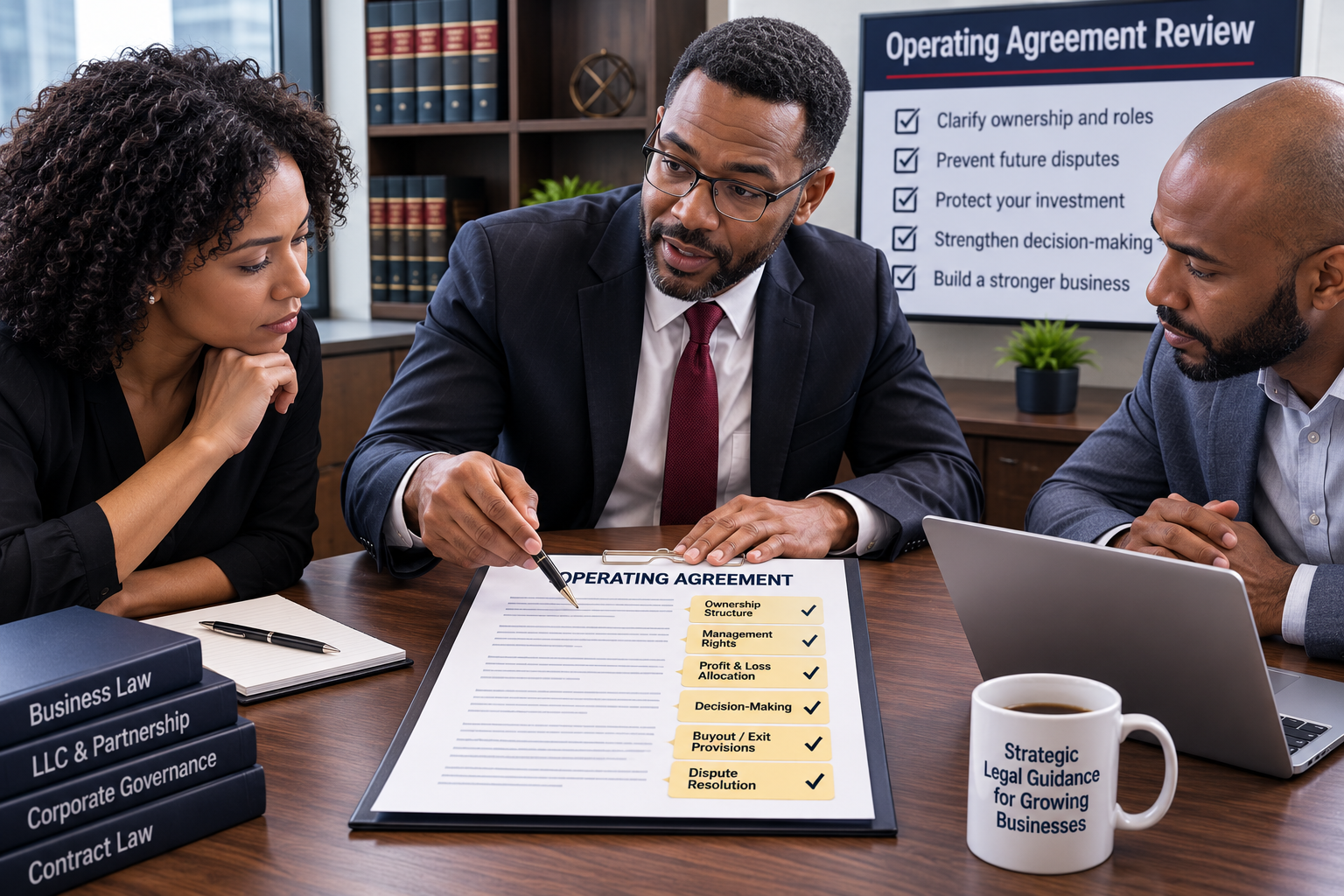 reviewing an operating agreement during partner conflict