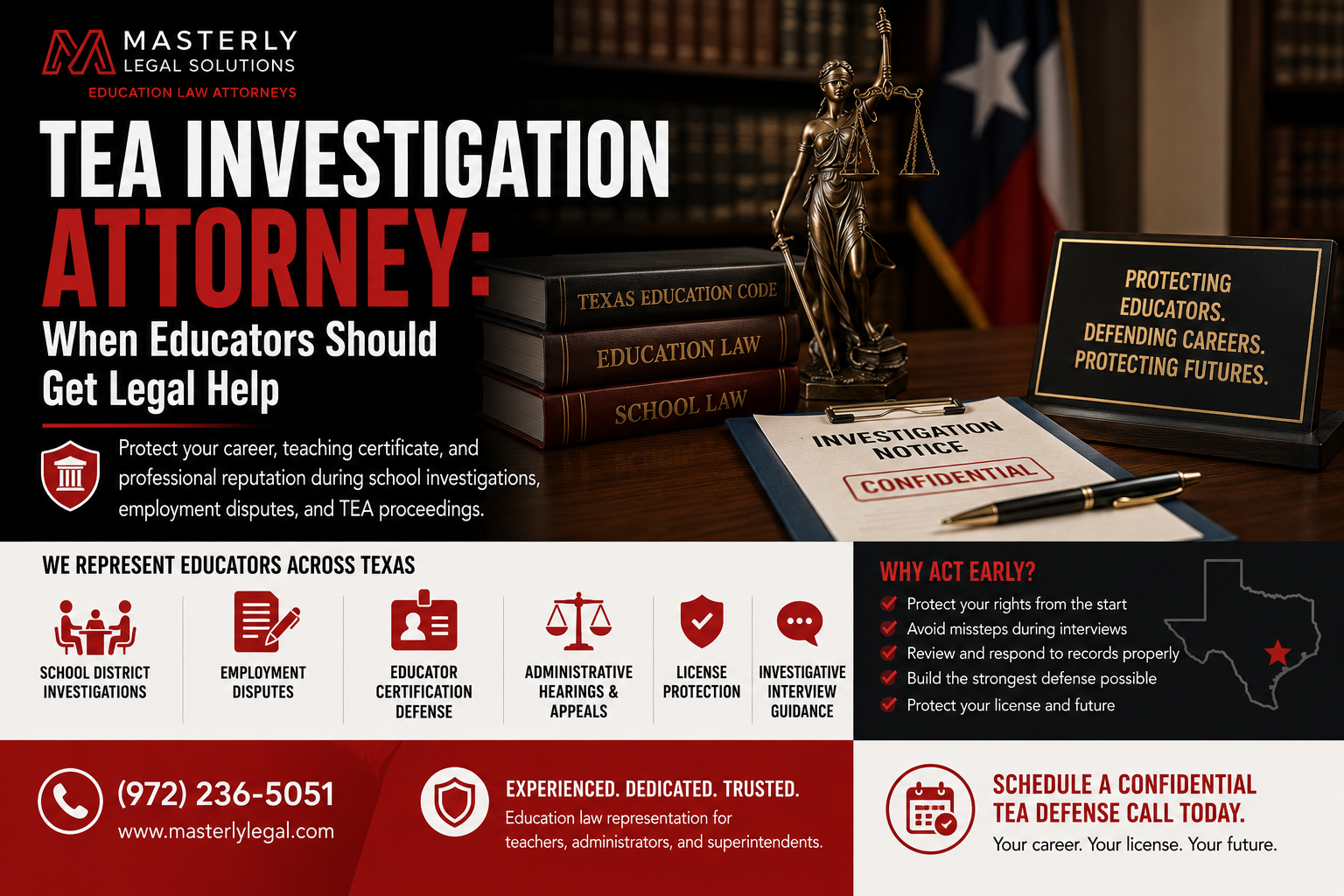 Education law attorney representing Texas educators during TEA investigations, school district investigations, and educator license defense matters.
