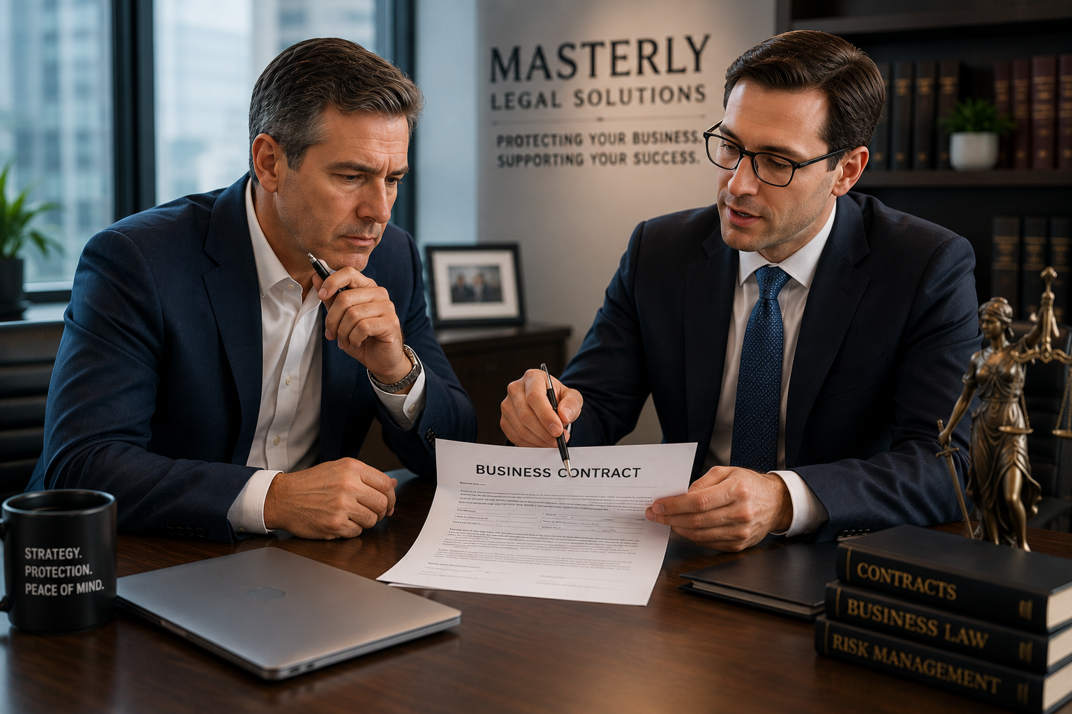 contract review attorney reviewing business agreement 