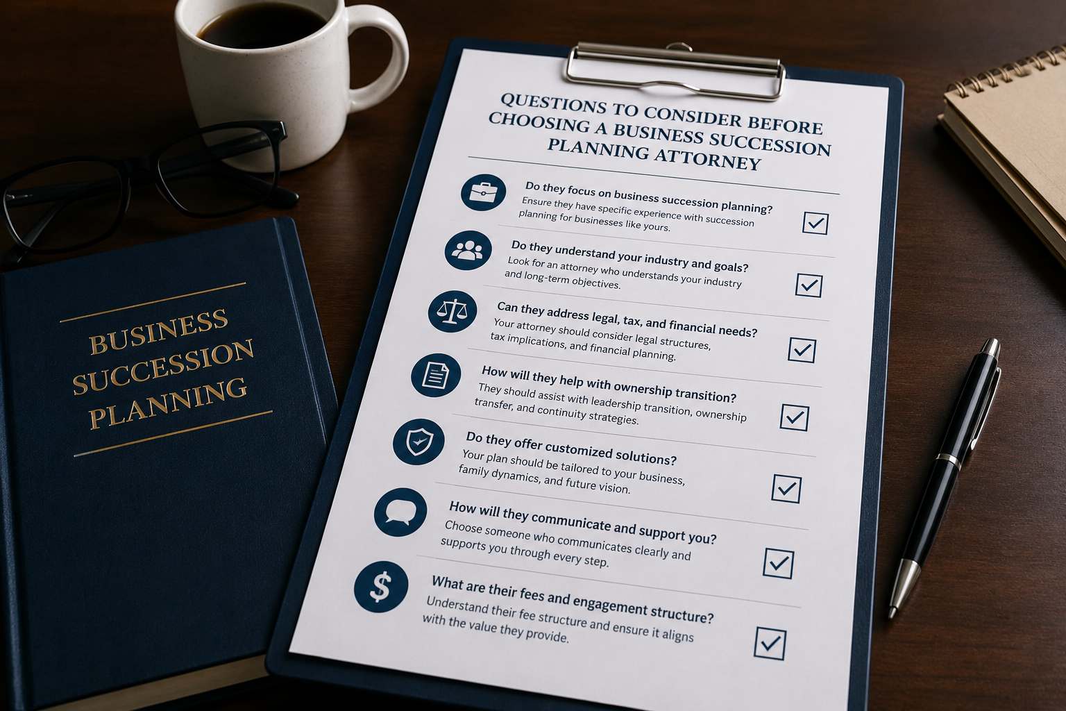 questions to consider before choosing business succession planning
attorney