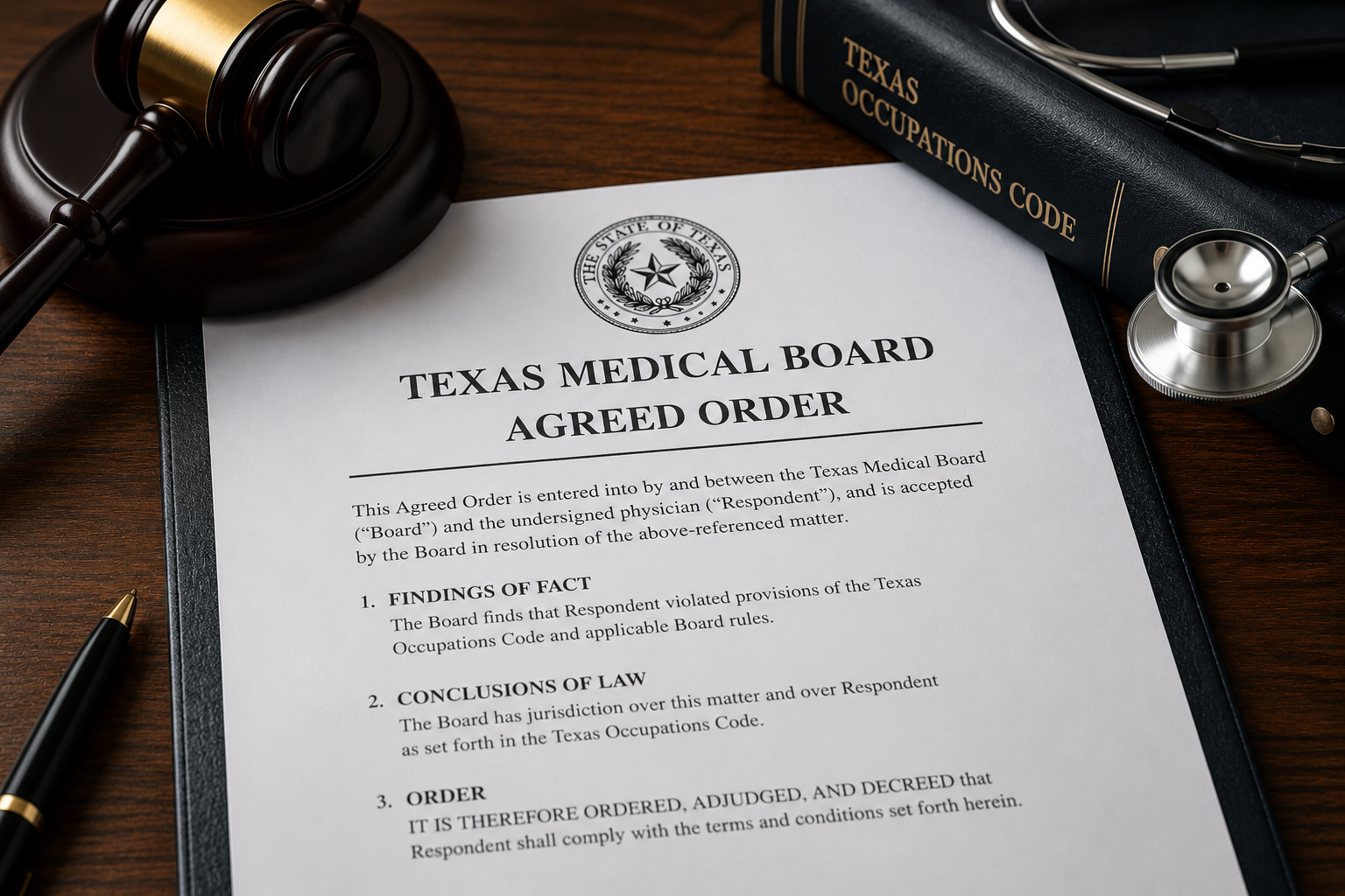 Texas Medical Board agreed order visual
