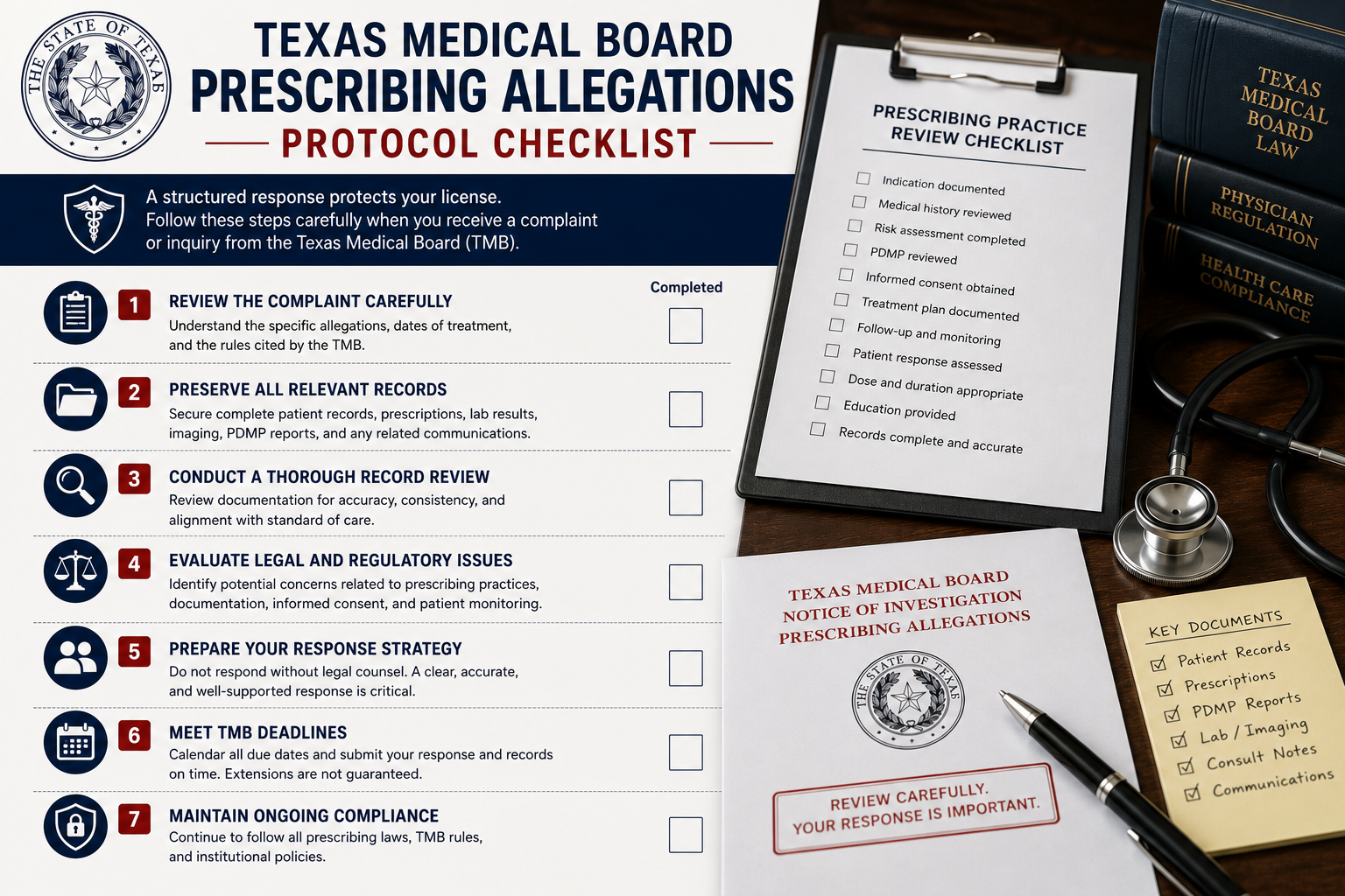 protocol checklist Texas Medical Board prescribing allegations