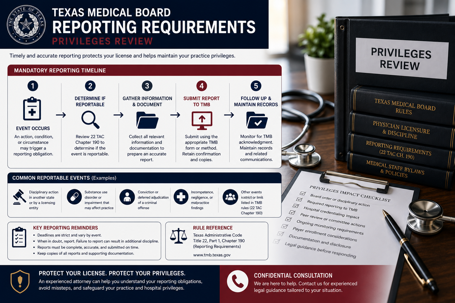 privileges review Texas Medical Board reporting requirements
