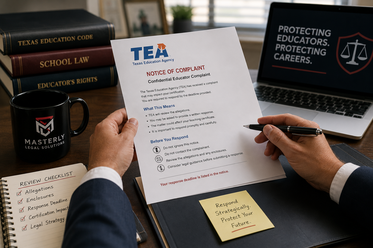 TEA notice review; TEA complaint against teacher