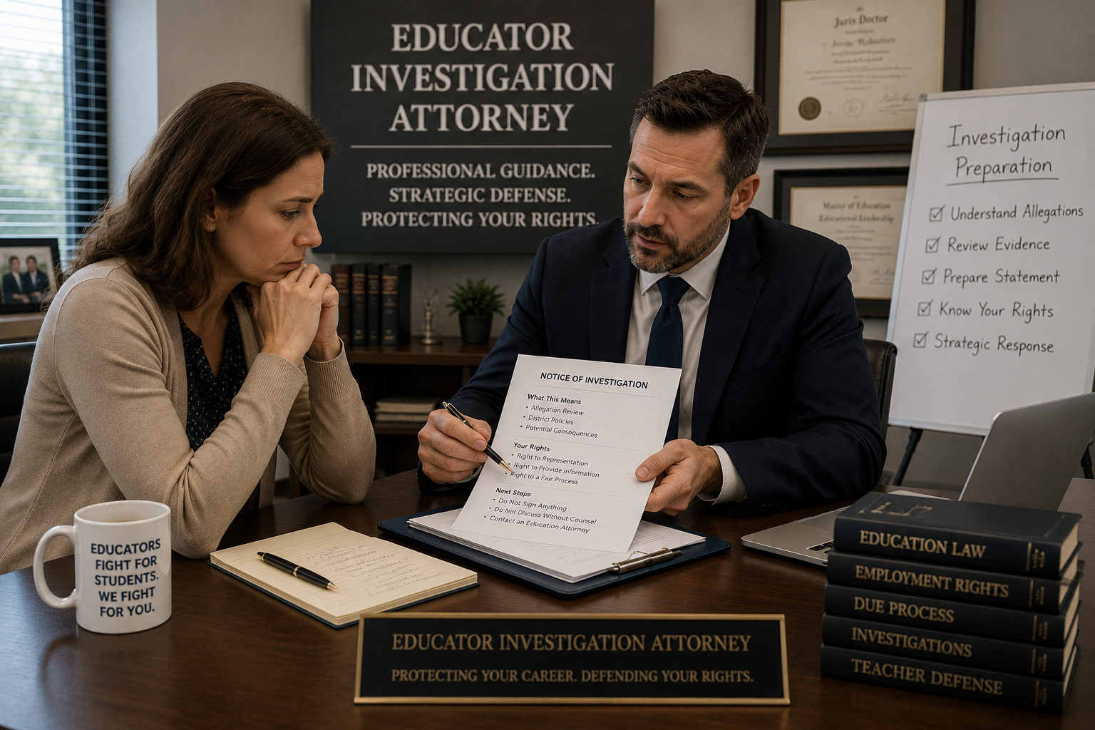 professional guidance related to educator
investigation attorney