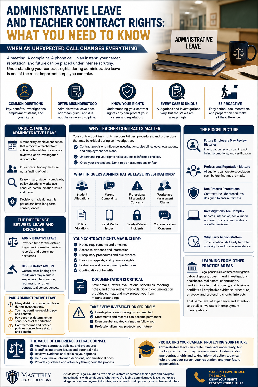 Understanding Administrative Leave: Defines administrative leave as a temporary employment action used while a school district investigates concerns. It emphasizes that leave is often precautionary and does not automatically indicate guilt.