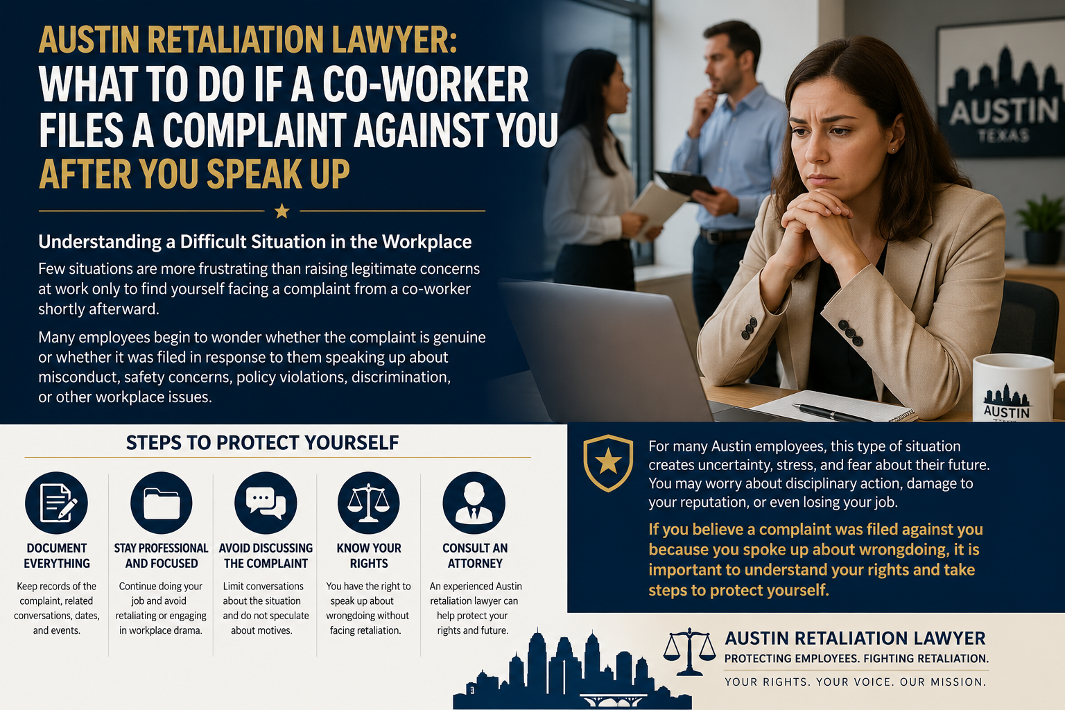 Austin Retaliation Lawyer: What to Do If a Co-Worker Files a Complaint Against You After You Speak Up.