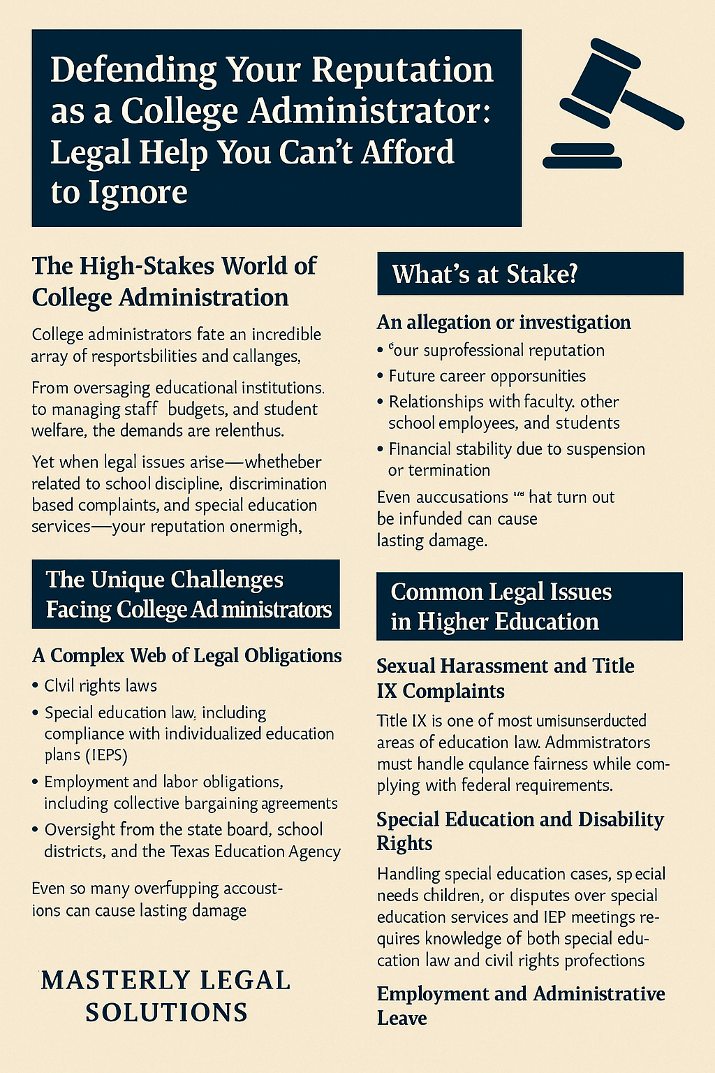 A poster about defending your reputation as a college administrator
