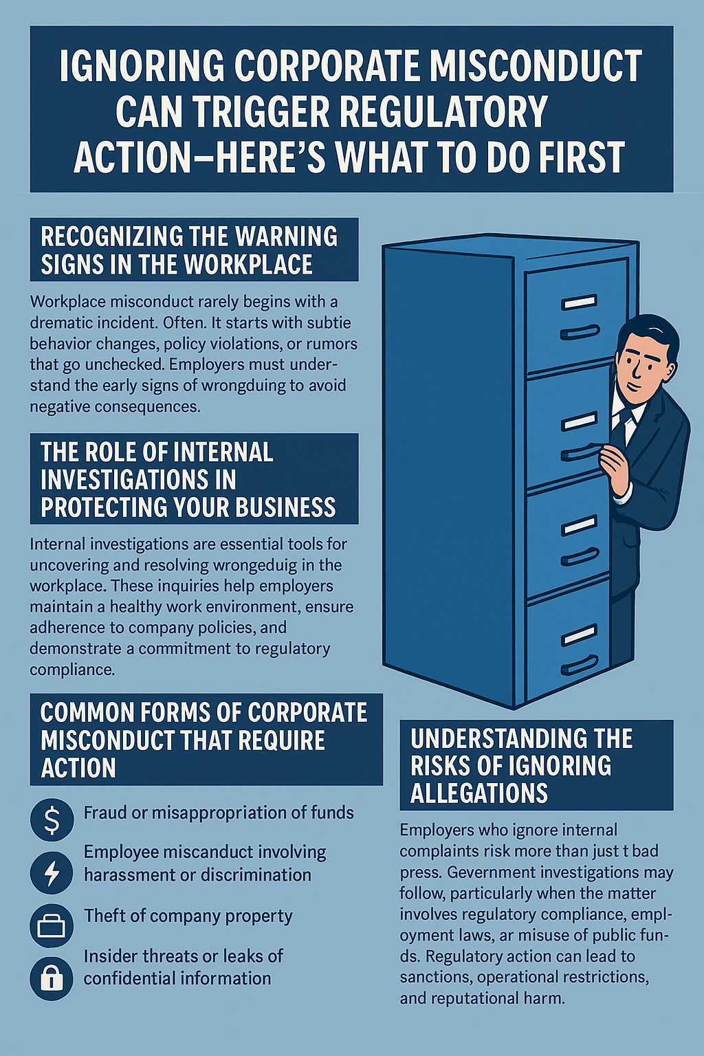 A poster about ignoring corporate misconduct can trigger regulatory action - here 's what to do first.