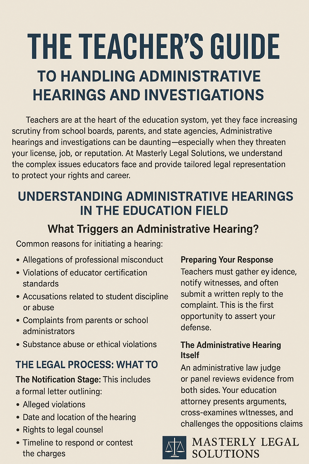A teacher 's guide to handling administrative hearings and investigations