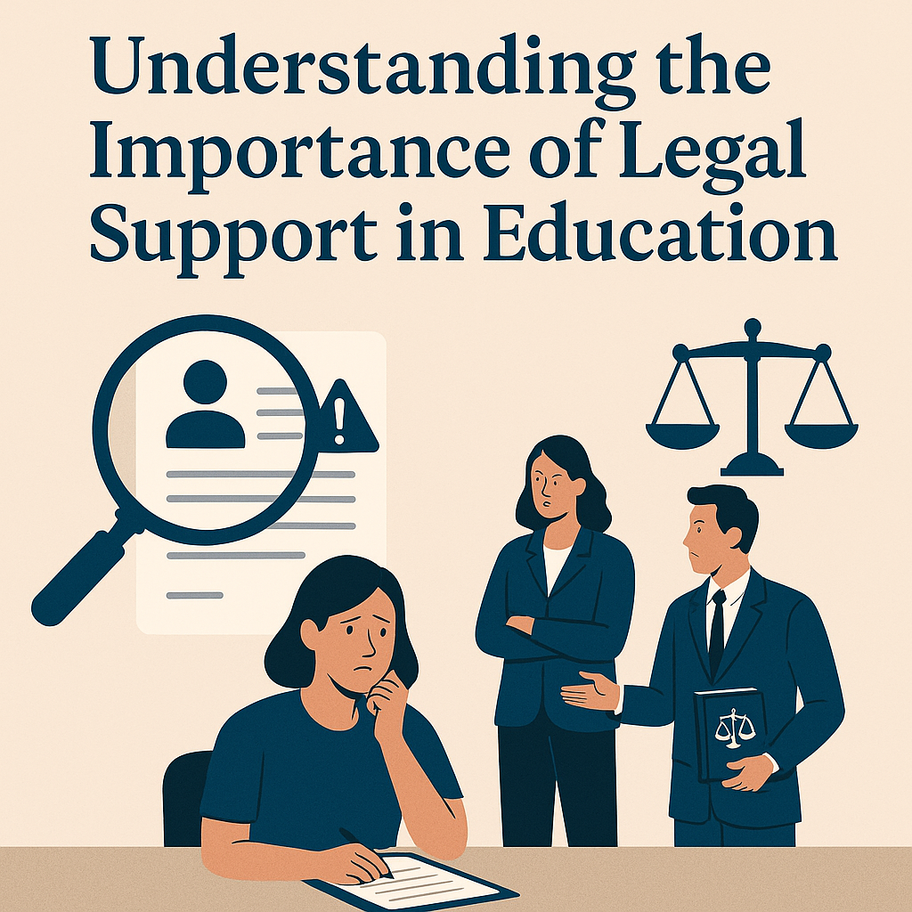 A poster about understanding the importance of legal support in education.