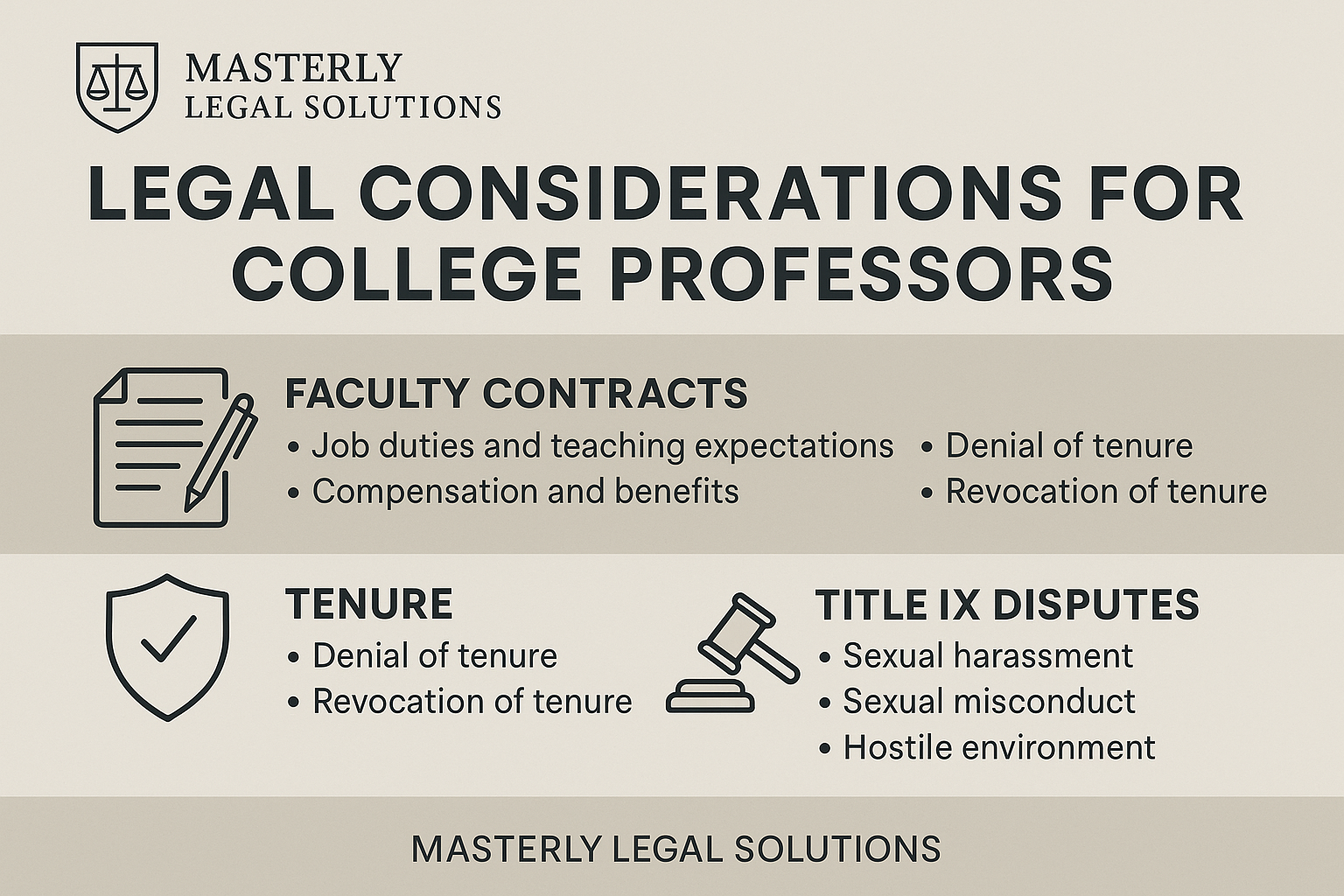 A professional educational infographic by Masterly Legal Solutions titled