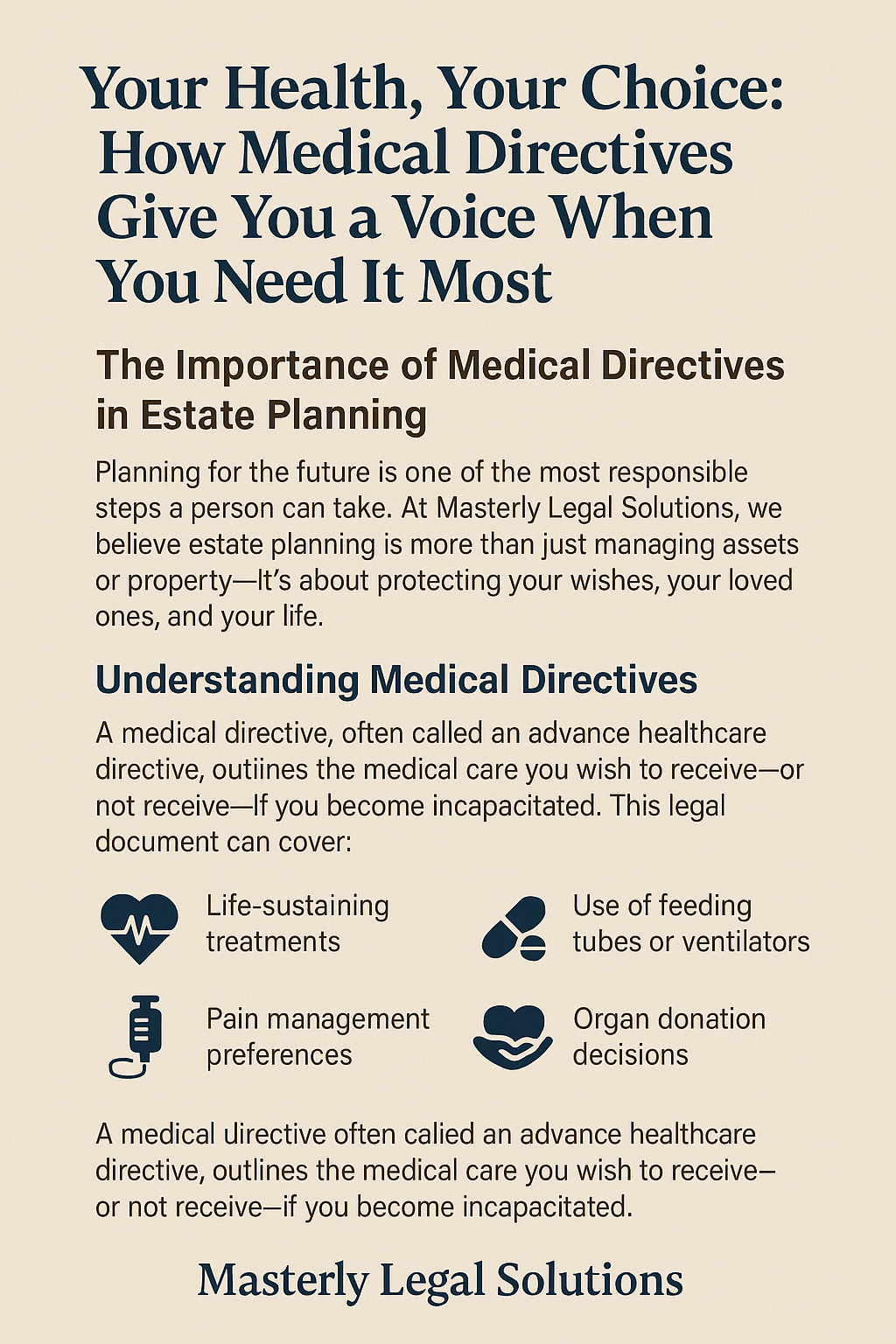 A poster that says `` your health , your choice : how medical directives give you a voice when you need it most ''