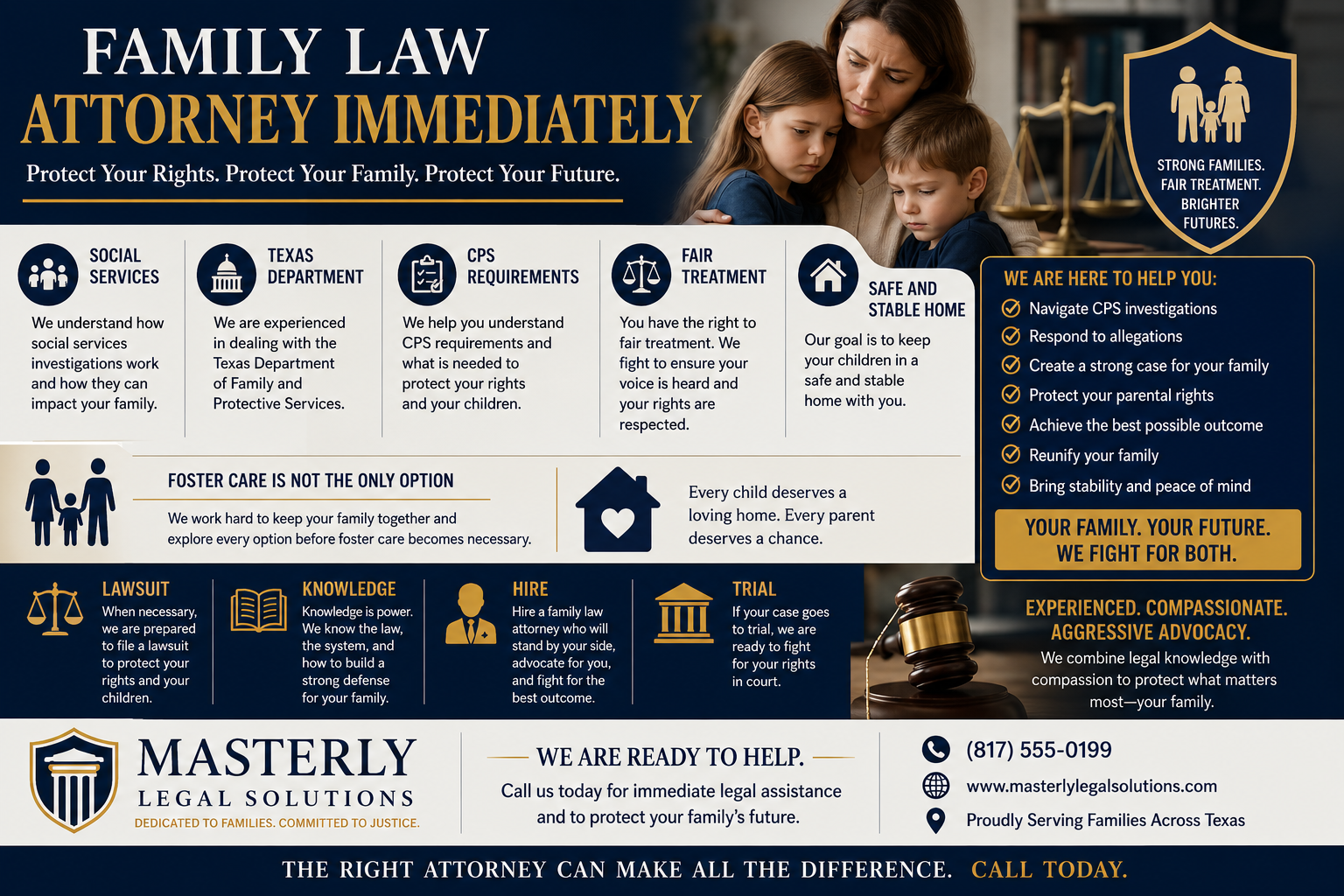 Informational article about CPS investigations explaining common mistakes parents make during Child Protective Services cases, including delaying legal help, speaking to investigators without an attorney, social media risks, home visits, custody concerns, court hearings, and protecting parental rights with early legal representation from Masterly Legal Solutions in Texas.