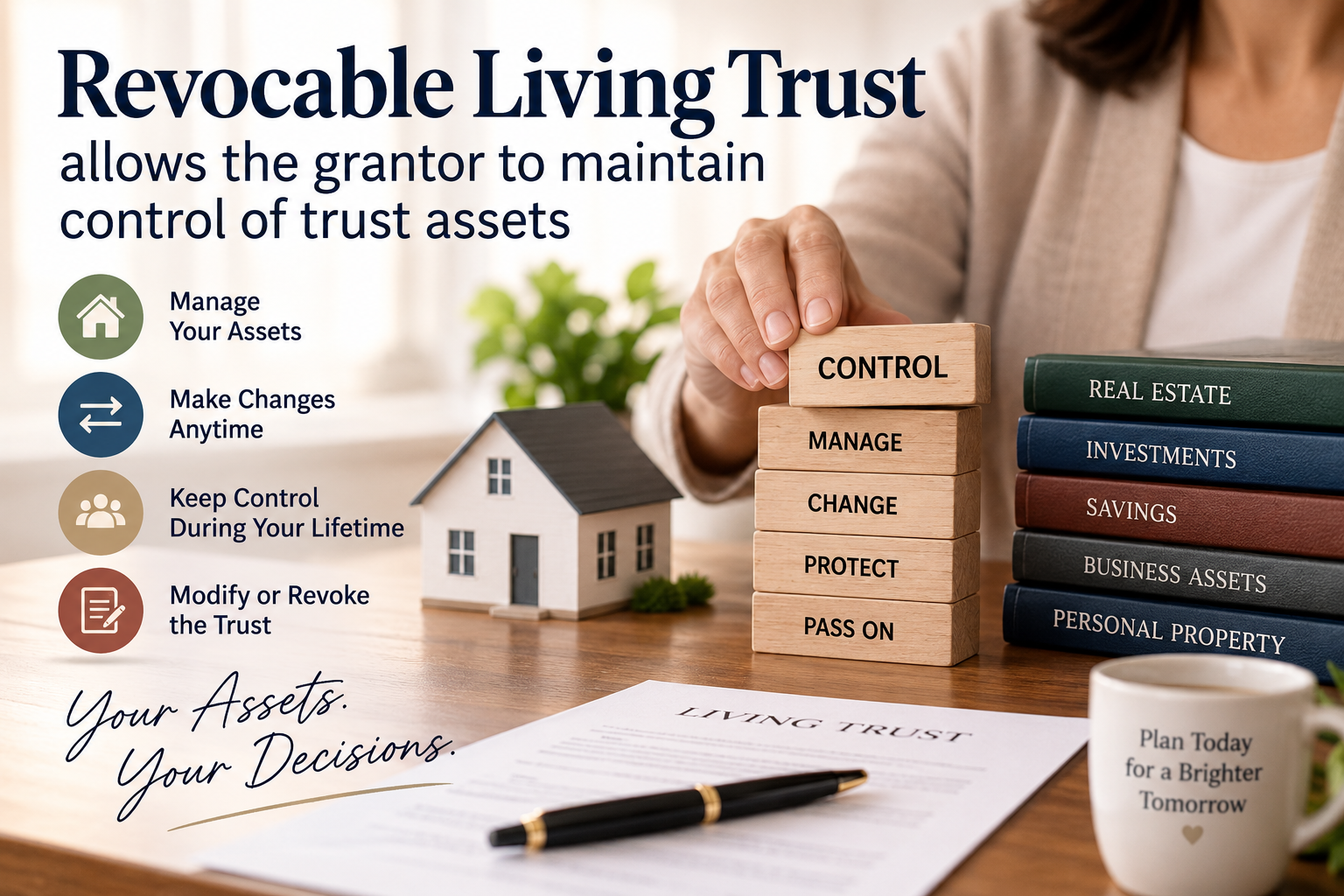 Revocable living trust allows the grantor to maintain control of trust assets