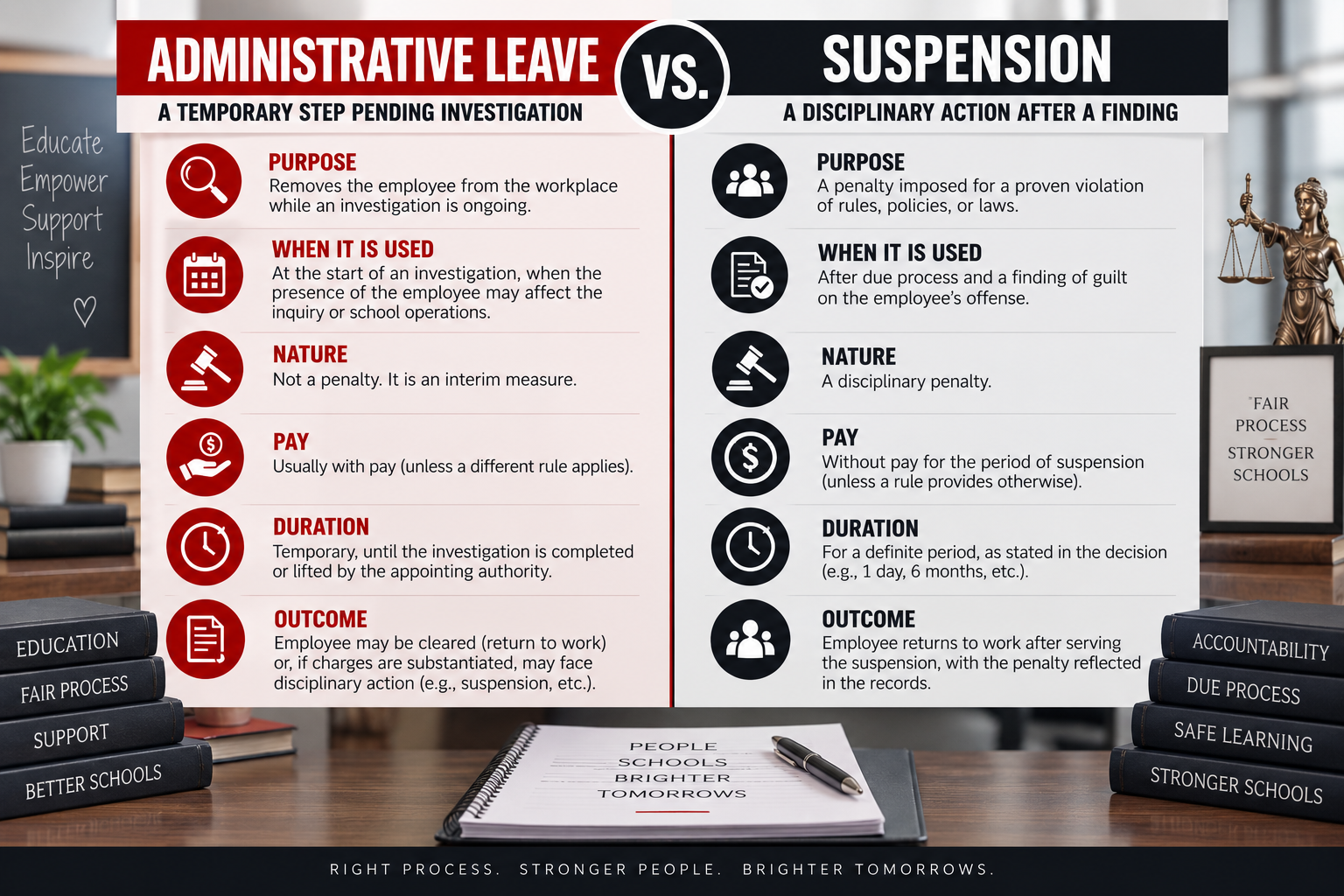 Administrative leave versus suspension during a teacher investigation