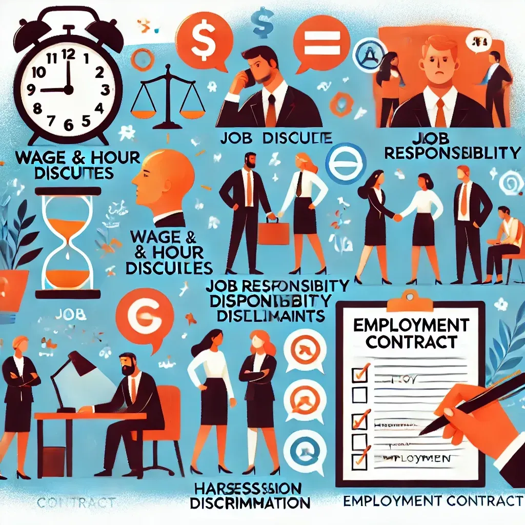 A cartoon illustration of a employment contract
