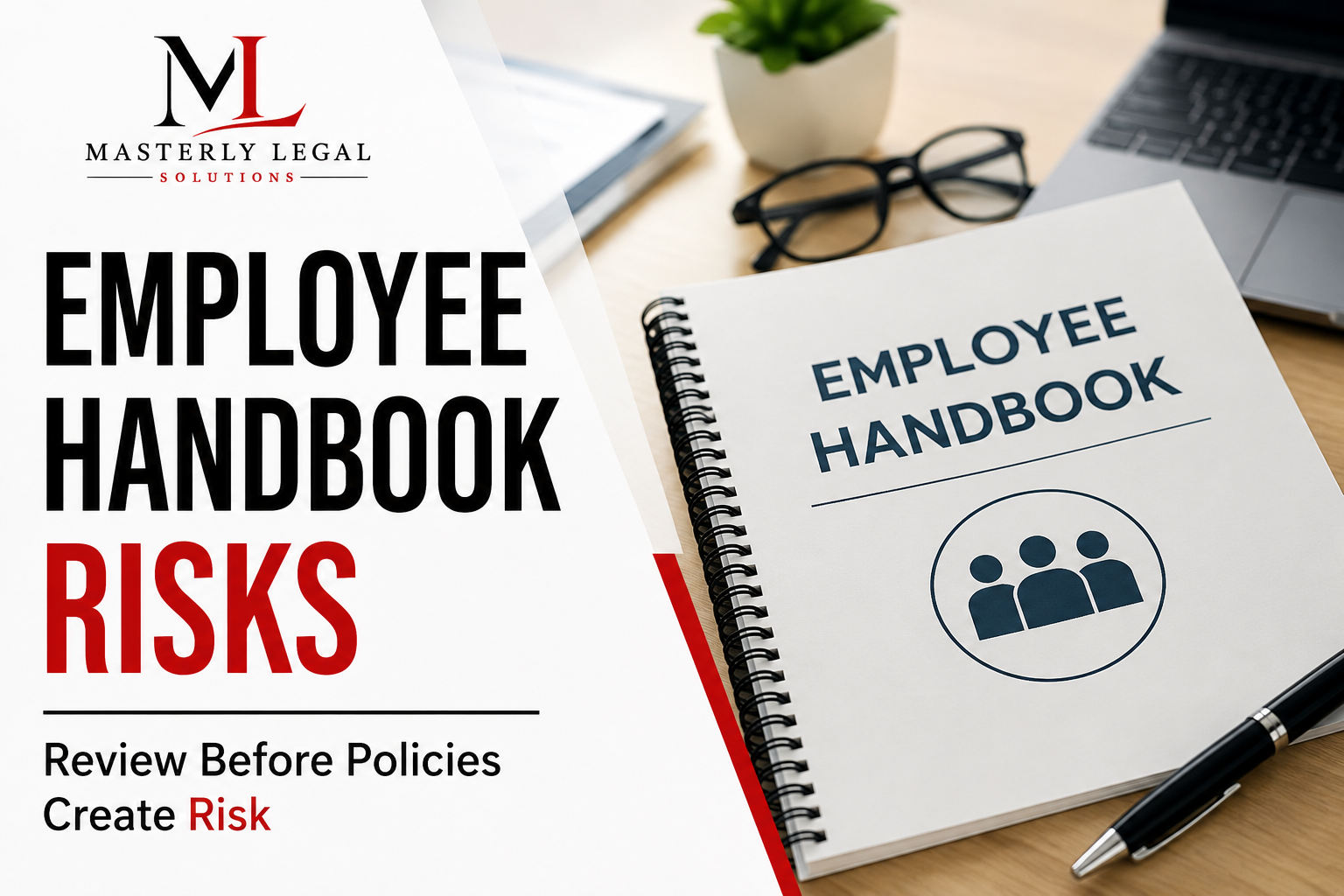 Employee handbook attorney reviewing workplace policies with employer