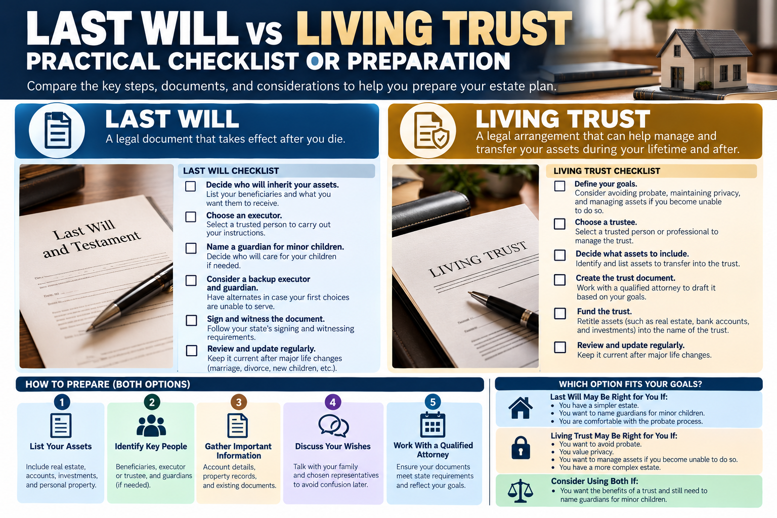 last will vs living trust practical checklist or preparation