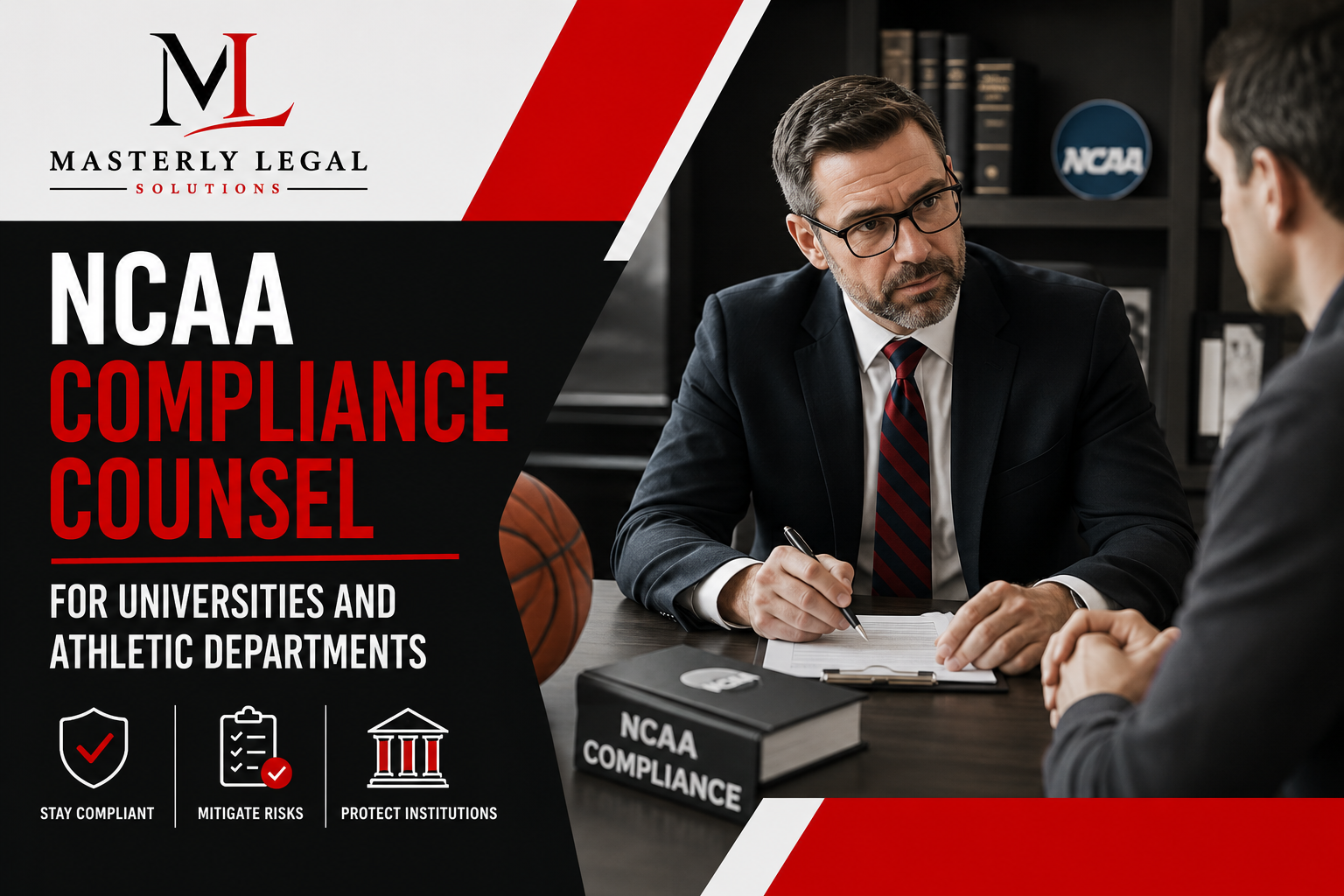 NCAA compliance attorney advising university officials.