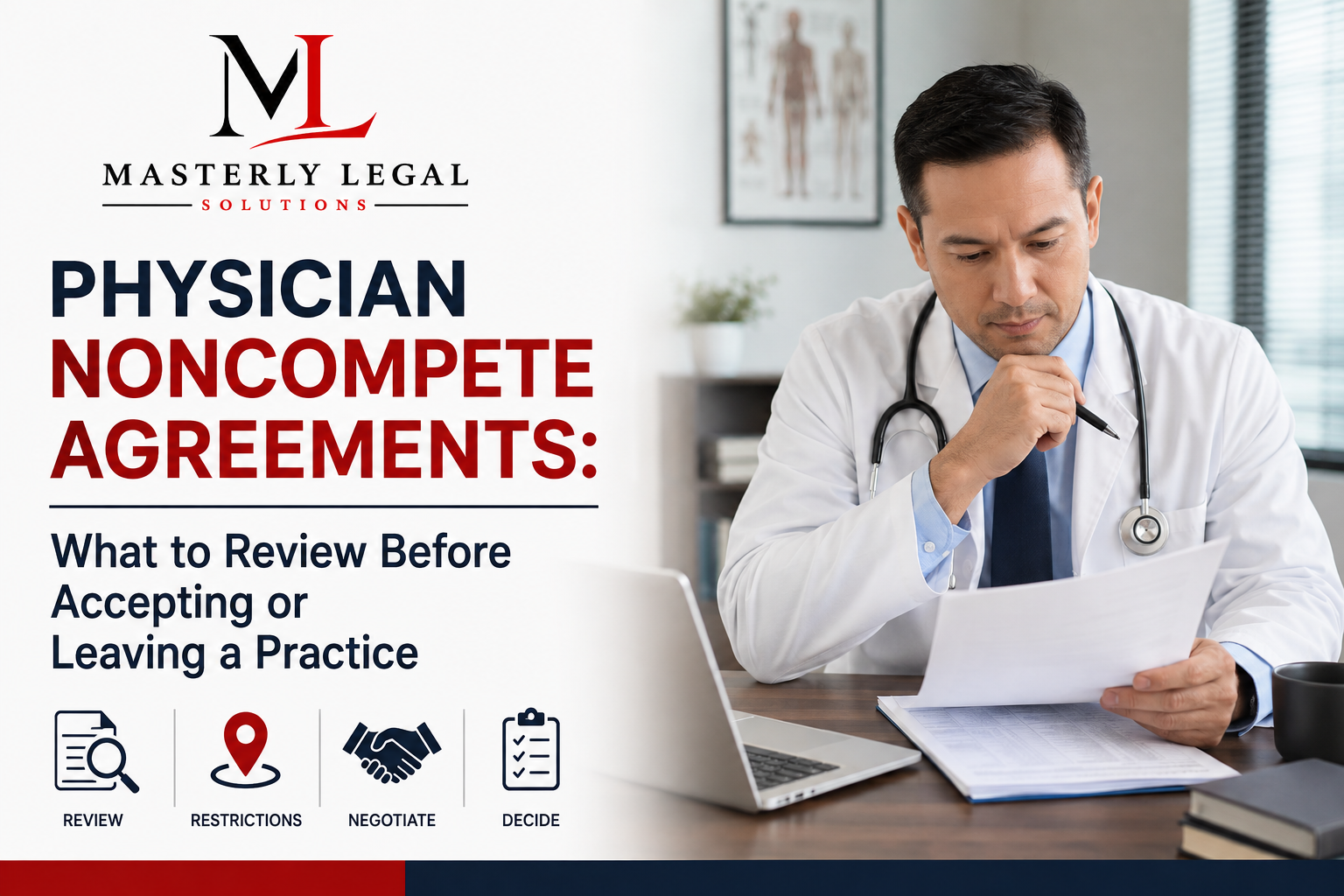 Physician meeting with a physician noncompete attorney.