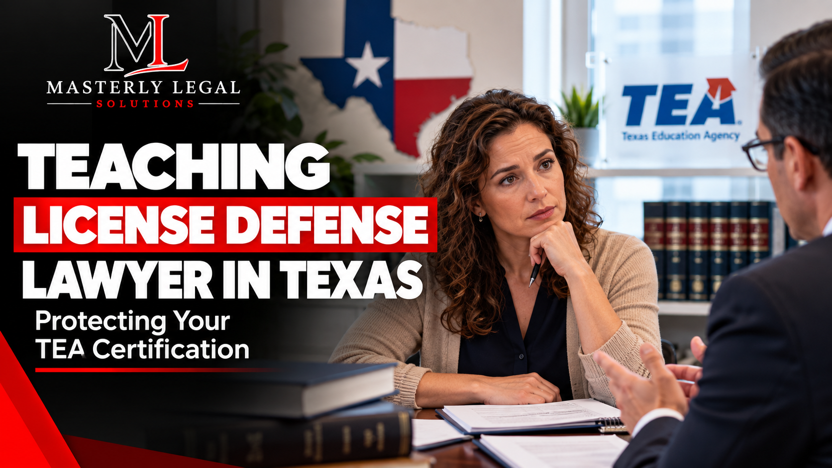 Texas teacher consulting a teaching license defense lawyer about a TEA certification investigation.