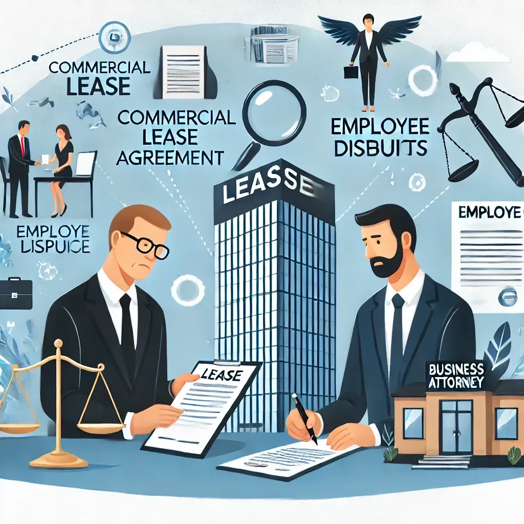 Two men in suits are signing a commercial lease agreement.