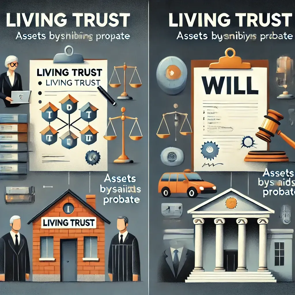 An illustration comparing two legal documents: a 