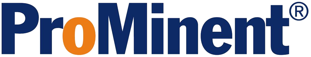 Logotipo de ProMinent: texto azul oscuro con 