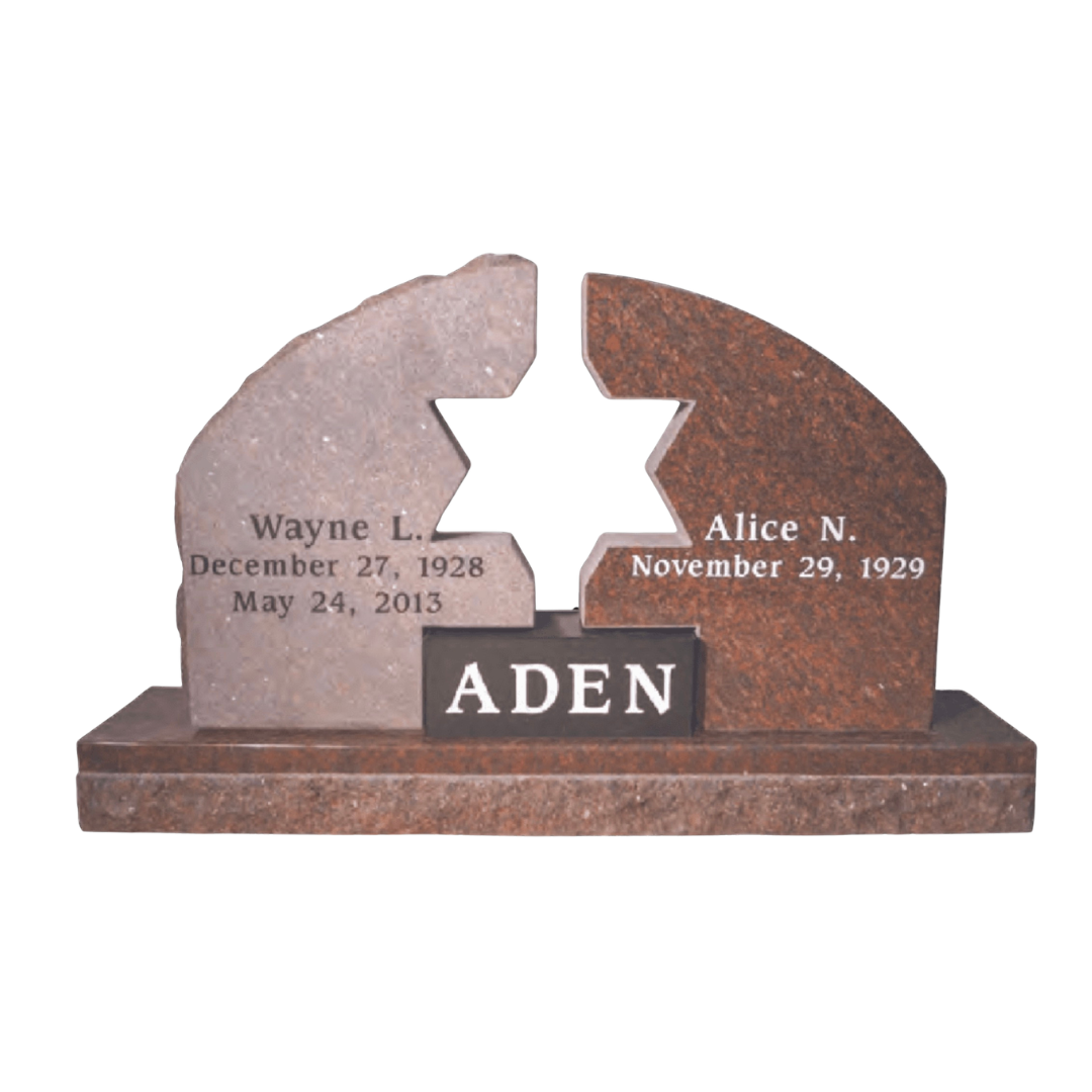 Jewish companion monument with the Star of David in the negative space.
