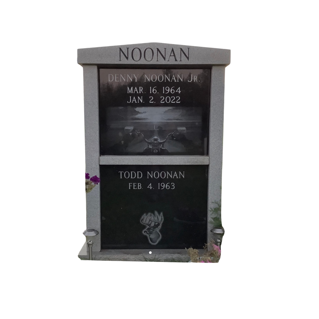 Cremation memorial/personal columbarium for two with vertical niches.
