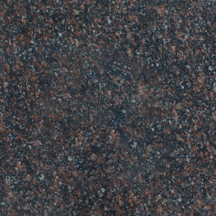 Black granite with dark red, brown, and light blue specks.