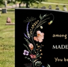 Upright monument featuring color laser engraving.