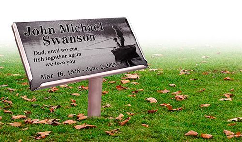 Temporary marker with the name John Michael Swanson.