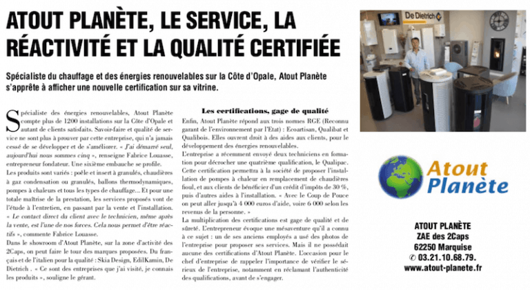 Atout Planète à Marquise - Pompes à chaleur - Poêles à granulés