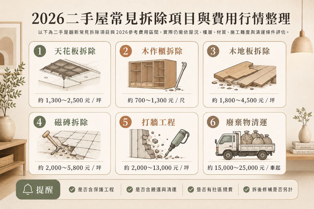 2026二手屋常見拆除項目與費用行情整理