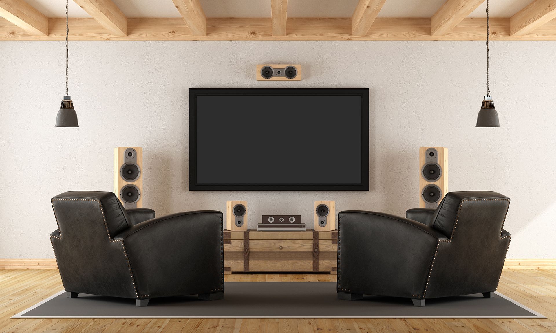 A living room with two chairs and a flat screen tv