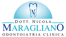 Logo per la Clinica Odontoiatria del Dott. Nicola Maragliano con un dente stilizzato e testo blu.