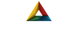 Um triângulo colorido com a letra a no meio