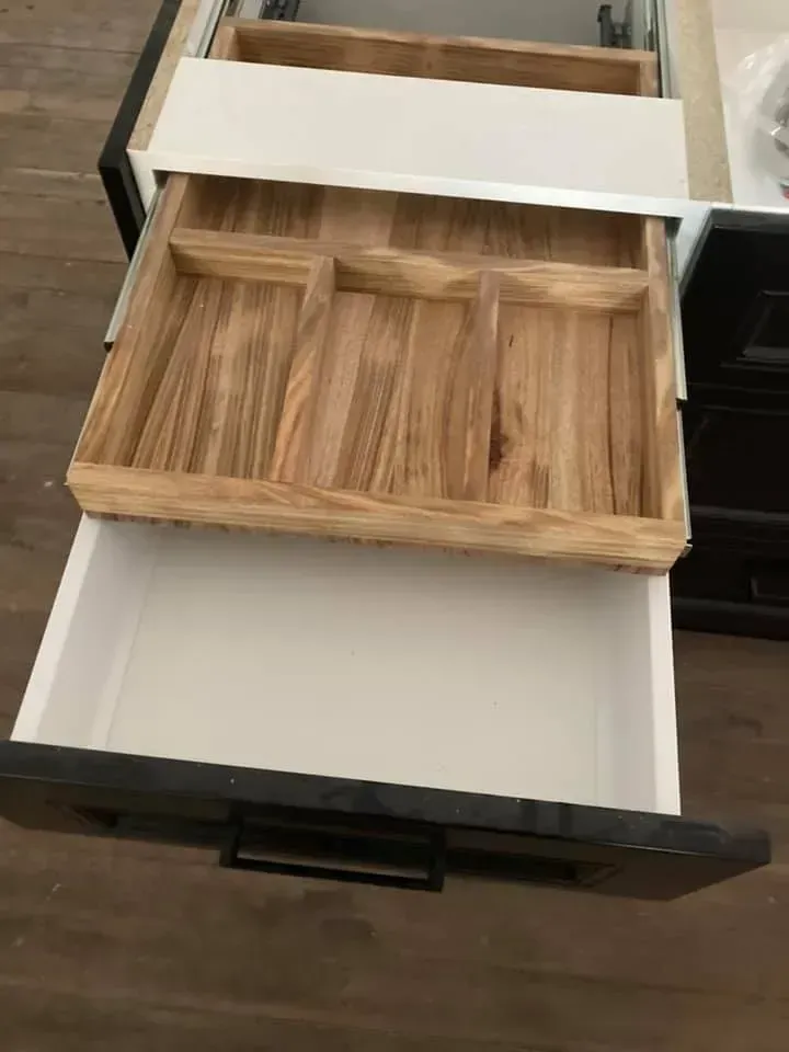A Kitchen Drawer With a Wooden Tray — Moore Than Just Kitchens In Narrabri, NSW