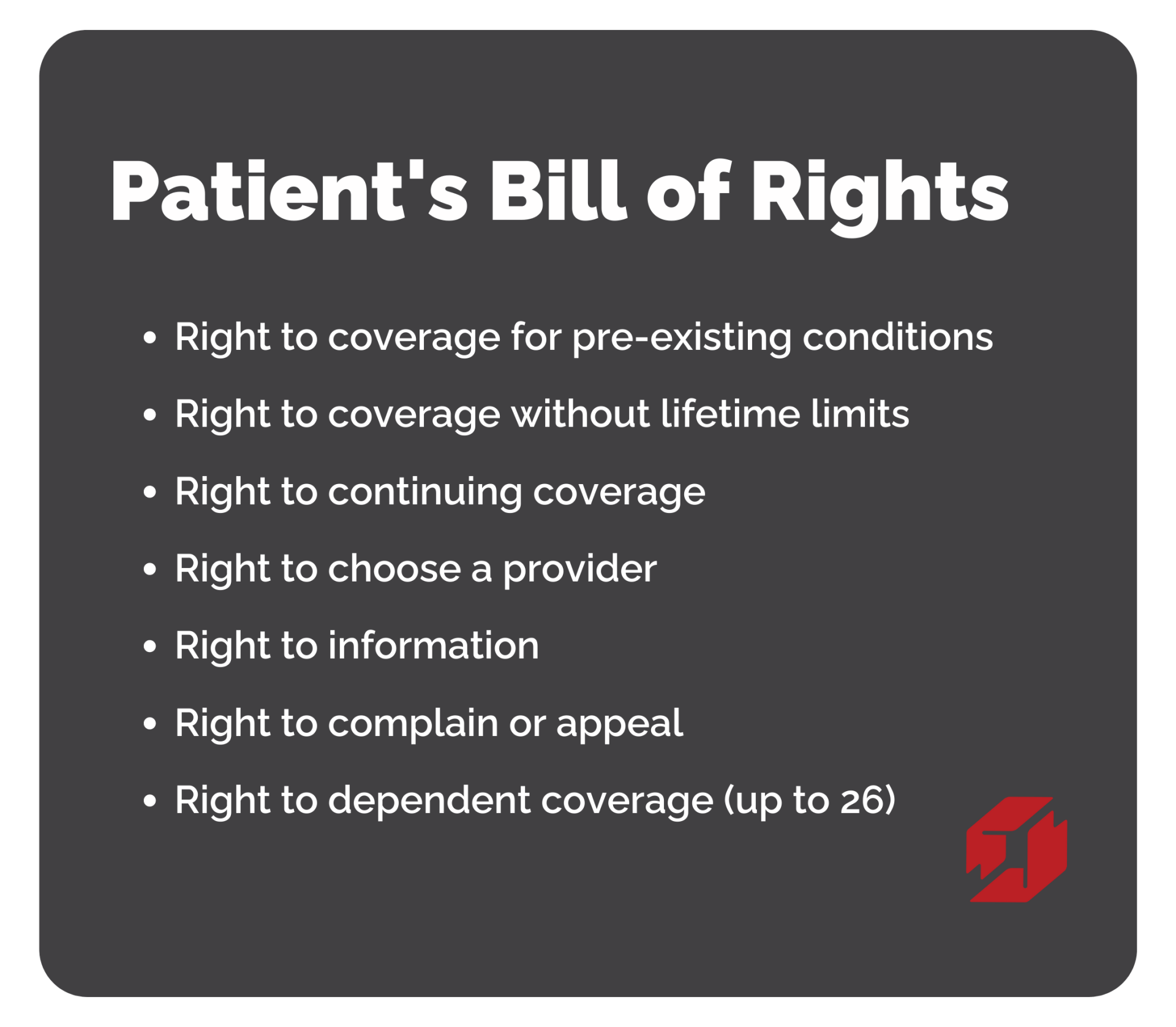 A poster that says patient 's bill of rights on it