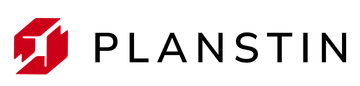 A red and white logo for planstin administration