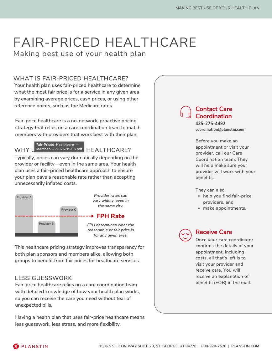A brochure about fair-priced healthcare making the best use of your health plan.