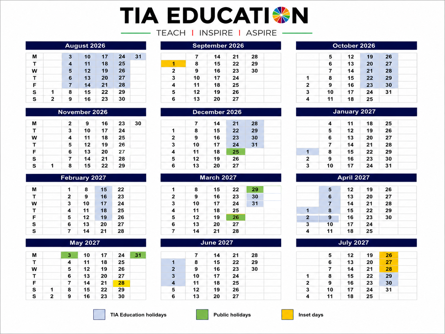 TIA Education term dates 2026–27 – Alternative Provision Beeston Nottinghamshire