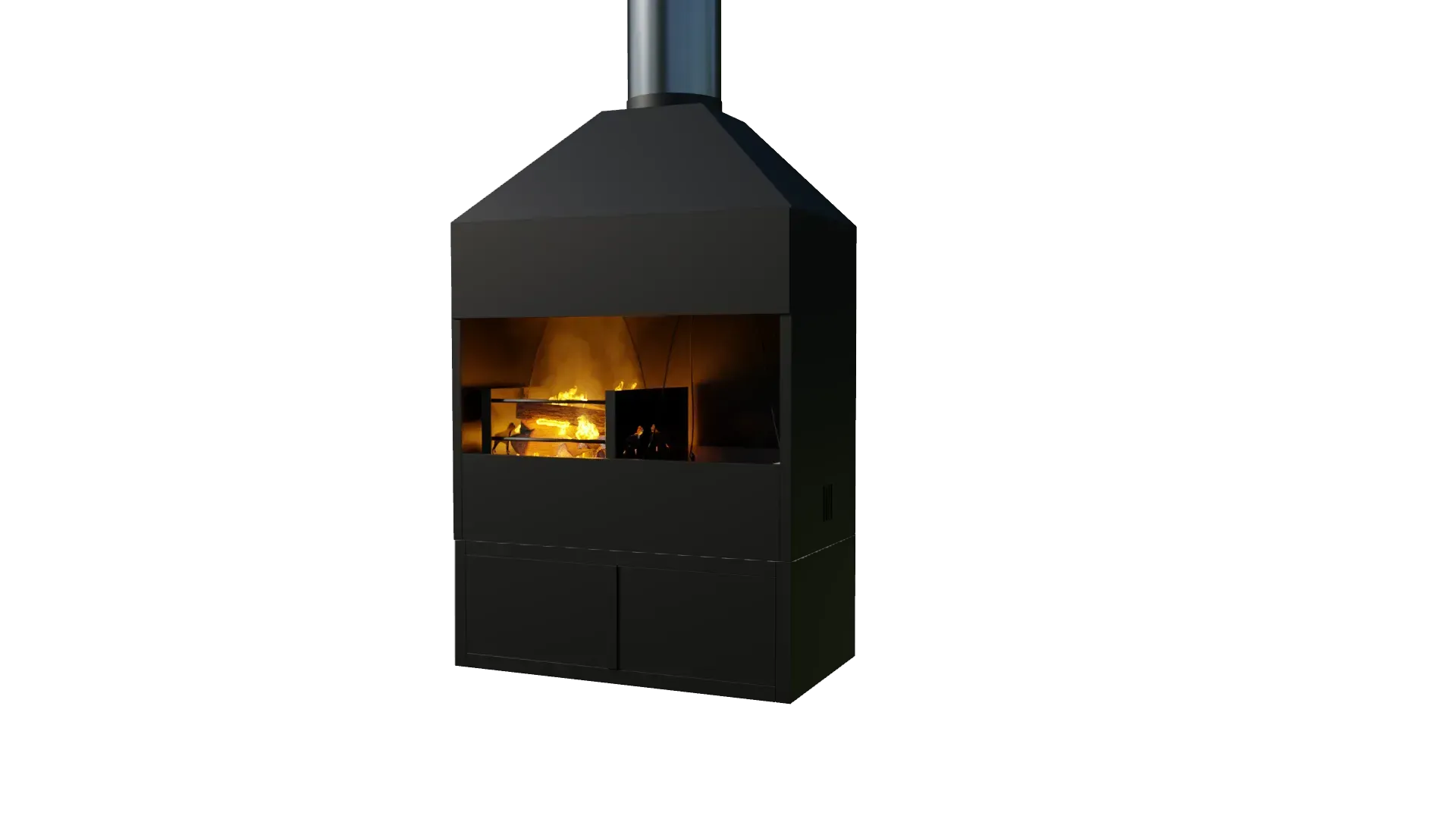 A black bbq grill with a chimney on top of it.