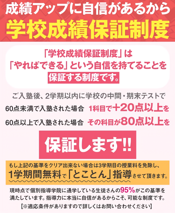 長野高田校、学校成績保証制度